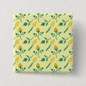 Blumenmuster mit gelben Rosen-und Tulpenfarben-Blu Button (Vorderseite)