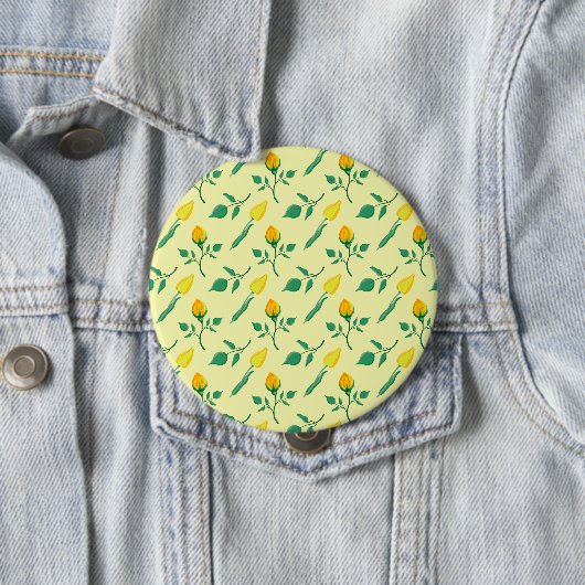 Blumenmuster mit gelben Rosen-und Tulpenfarben-Blu Button (Beispiel)
