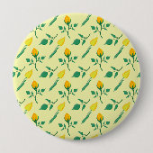Blumenmuster mit gelben Rosen-und Tulpenfarben-Blu Button (Vorderseite)