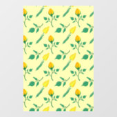 Blumenmuster mit gelben Rosen-und Tulpenfarben-Blu Fensteraufkleber (Blatt)
