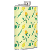 Blumenmuster mit gelben Rosen-und Tulpenfarben-Blu Flachmann (Rechts)