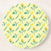 Blumenmuster mit gelben Rosen-und Tulpenfarben-Blu Getränkeuntersetzer (Vorne)