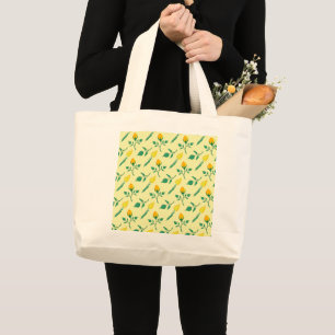 Blumenmuster mit gelben Rosen-und Tulpenfarben-Blu Jumbo Stoffbeutel