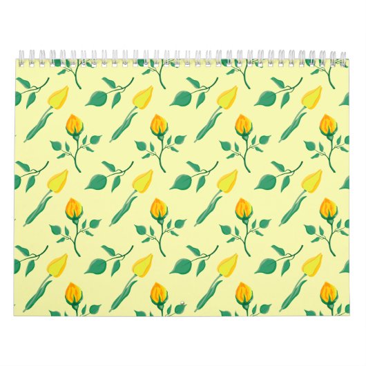 Blumenmuster mit gelben Rosen-und Tulpenfarben-Blu Kalender (Titelbild)