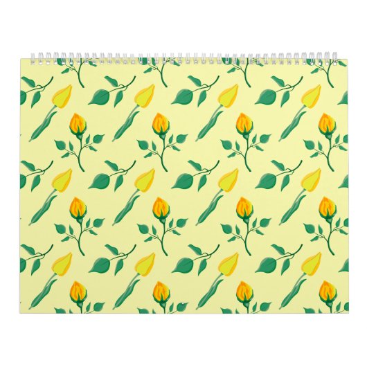 Blumenmuster mit gelben Rosen-und Tulpenfarben-Blu Kalender (Titelbild)