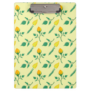Blumenmuster mit gelben Rosen-und Tulpenfarben-Blu Klemmbrett