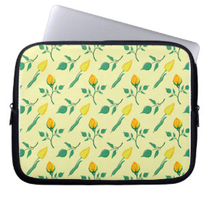 Blumenmuster mit gelben Rosen-und Tulpenfarben-Blu Laptopschutzhülle