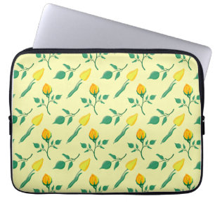 Blumenmuster mit gelben Rosen-und Tulpenfarben-Blu Laptopschutzhülle