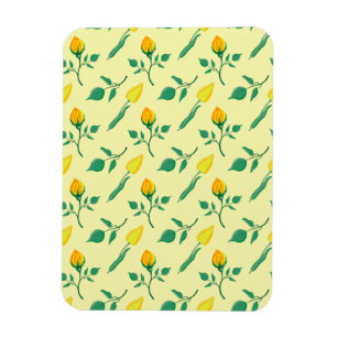 Blumenmuster mit gelben Rosen-und Tulpenfarben-Blu Magnet