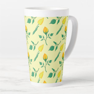 Blumenmuster mit gelben Rosen-und Tulpenfarben-Blu Milchtasse