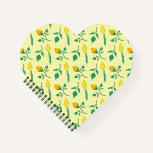 Blumenmuster mit gelben Rosen-und Tulpenfarben-Blu Notizblock