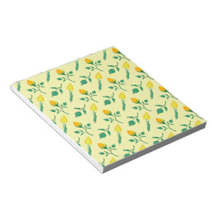 Blumenmuster mit gelben Rosen-und Tulpenfarben-Blu Notizblock