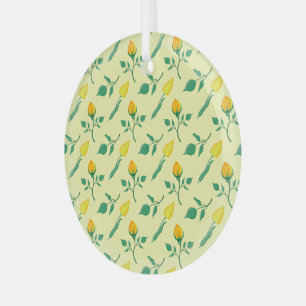 Blumenmuster mit gelben Rosen-und Tulpenfarben-Blu Ornament Aus Glas