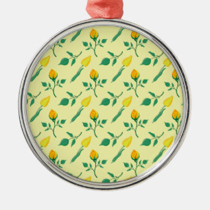Blumenmuster mit gelben Rosen-und Tulpenfarben-Blu Ornament Aus Metall