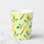 Blumenmuster mit gelben Rosen-und Tulpenfarben-Blu Pappbecher (Links)