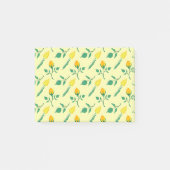 Blumenmuster mit gelben Rosen-und Tulpenfarben-Blu Post-it Klebezettel (Vorderseite)