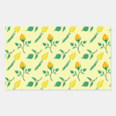 Blumenmuster mit gelben Rosen-und Tulpenfarben-Blu Rechteckiger Aufkleber (Vorderseite)
