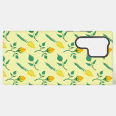 Blumenmuster mit gelben Rosen-und Tulpenfarben-Blu Samsung Galaxy Hülle (Rückseite (Horizontal))