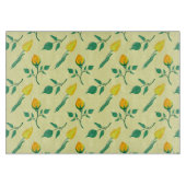 Blumenmuster mit gelben Rosen-und Tulpenfarben-Blu Schneidebrett (Vorderseite)