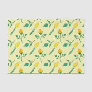 Blumenmuster mit gelben Rosen-und Tulpenfarben-Blu Seidenpapier