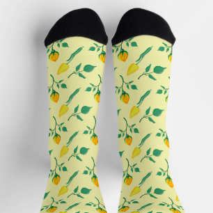 Blumenmuster mit gelben Rosen-und Tulpenfarben-Blu Socken