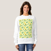 Blumenmuster mit gelben Rosen-und Tulpenfarben-Blu Sweatshirt (Vorne ganz)
