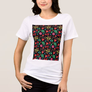 Blumenmuster mit glattem Hintergrund-45673 Tri-Blend Shirt