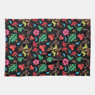 Blumenmuster mit glatter Farbfläche-45673 Geschirrtuch