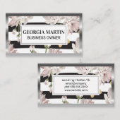 Blumenmuster mit glitzernden Schmetterlingen Visitenkarte (Vorne/Hinten)