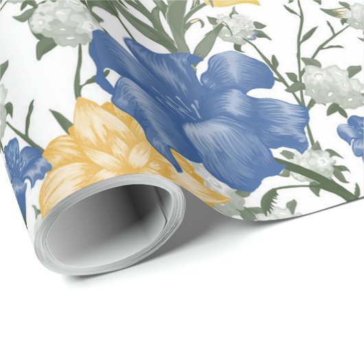 Blumenmuster mit großen Blume Bluebell May Lily Geschenkpapier (Rolleneckpunkt)