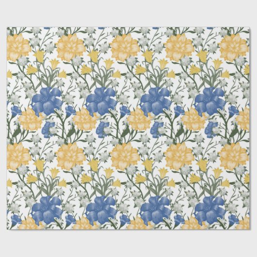 Blumenmuster mit großen Blume Bluebell May Lily Geschenkpapier (Flach)