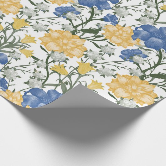 Blumenmuster mit großen Blume Bluebell May Lily Geschenkpapier (Ecke)