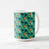 Blumenmuster mit grünem Hintergrund Kaffeetasse (VorderseiteRechts)
