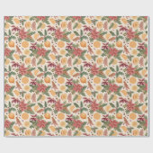 Blumenmuster mit Holly und Orangen Geschenkpapier (Flach)