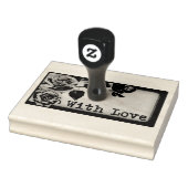 Blumenmuster "mit Liebe" Holzhandkunst Briefmarke Gummistempel (Stempel)