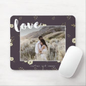 Blumenmuster mit Liebe Typografie Foto Mousepad (Mit Mouse)