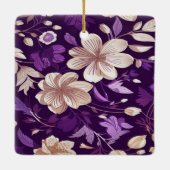 Blumenmuster mit lila Hintergrund Keramikornament (Rückseite)