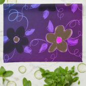 Blumenmuster mit Lila Optik Küchentuch (Gefaltet)