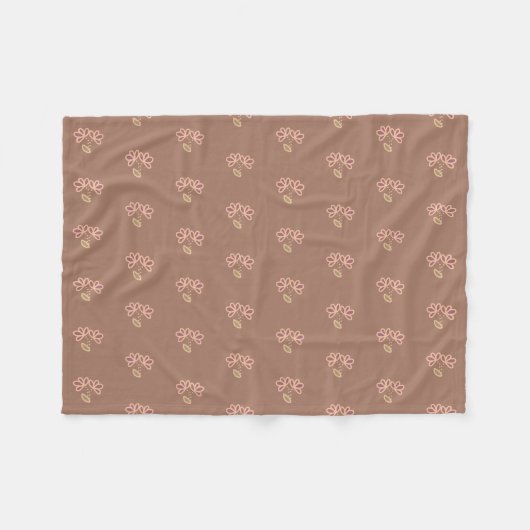 Blumenmuster mit Mocha Mousse Hintergrund Fleecedecke (Vorderseite (Horizontal))