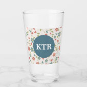 Blumenmuster mit Monogram Glass Tumbler (Vorderseite)
