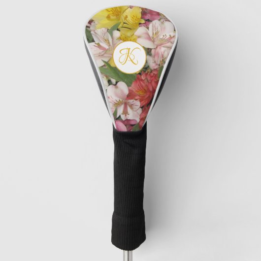 Blumenmuster mit Monogramm Golf Headcover (Vorderseite)