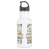 Blumenmuster mit Monogramm Trinkflasche (Rückseite)