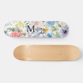 Blumenmuster mit Namen Skateboard (Horizontal)