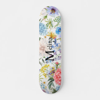 Blumenmuster mit Namen Skateboard