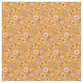 Blumenmuster mit orangefarbenem Hintergrund Stoff