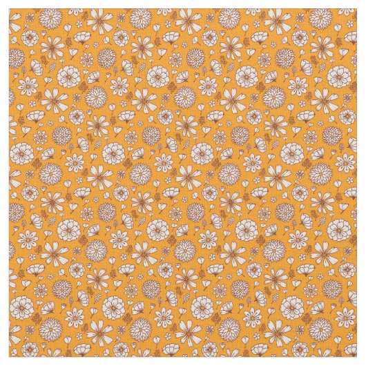 Blumenmuster mit orangefarbenem Hintergrund Stoff (Nahaufnahme)