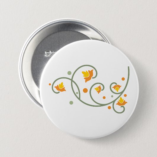 Blumenmuster mit orangefarbener und gelber Blume Button (Vorne & Hinten)