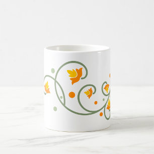 Blumenmuster mit orangefarbener und gelber Blume Kaffeetasse