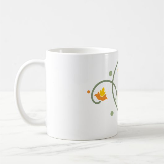 Blumenmuster mit orangefarbener und gelber Blume Kaffeetasse (Links)