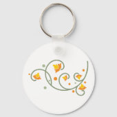 Blumenmuster mit orangefarbener und gelber Blume Schlüsselanhänger (Vorderseite)